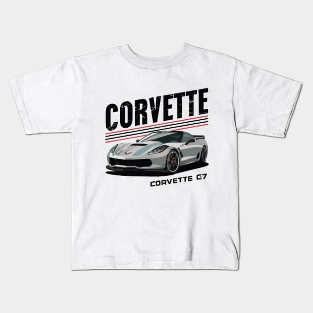 Corvette C7 Z06 JDM Drift Vintage Car Kids T-Shirt by Cruise Dresses